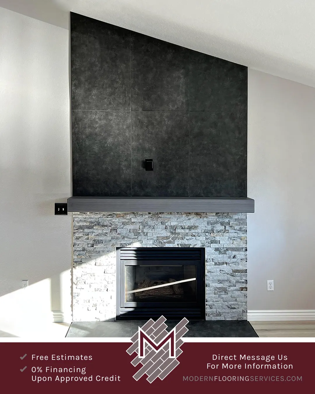 Gorgeous Ledgerstone Fireplace and Wall Tile Installation.