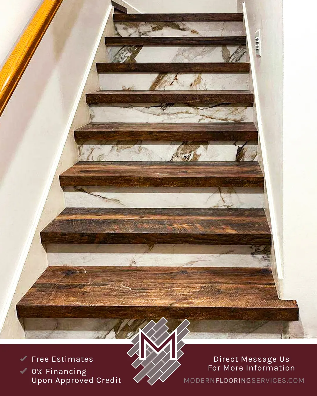 Custom-Made Stair Noses and Tile Risers Flooring Installation.