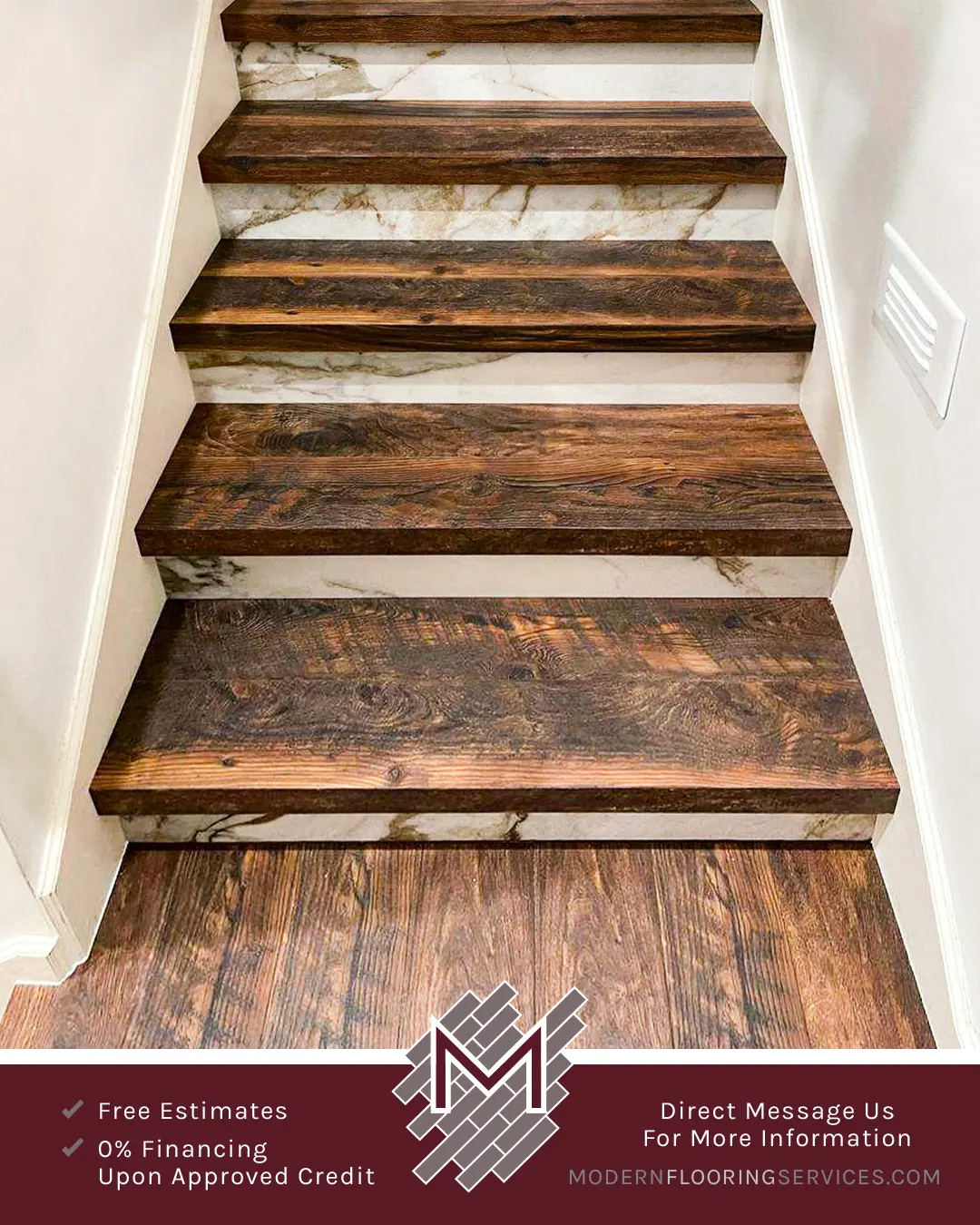 Custom-Made Stair Noses and Tile Risers Flooring Installation.