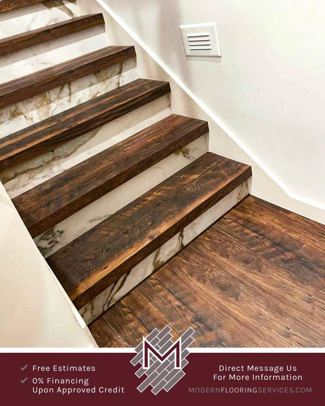 Custom-Made Stair Noses and Tile Risers Flooring Installation.