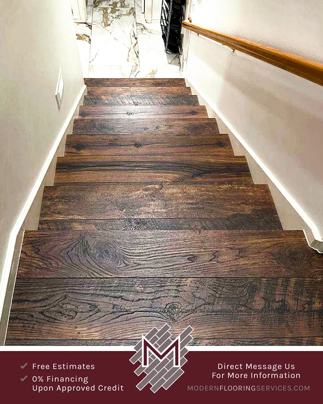 Custom-Made Stair Noses and Tile Risers Flooring Installation.