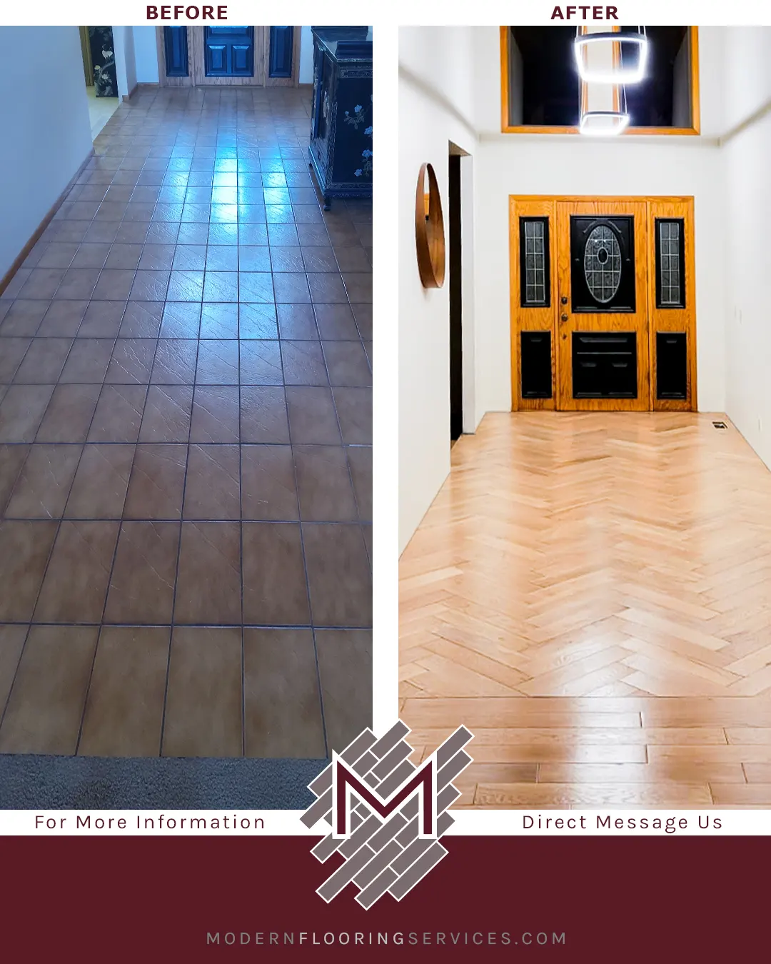 Before and After. Hardwood Flooring Installation.