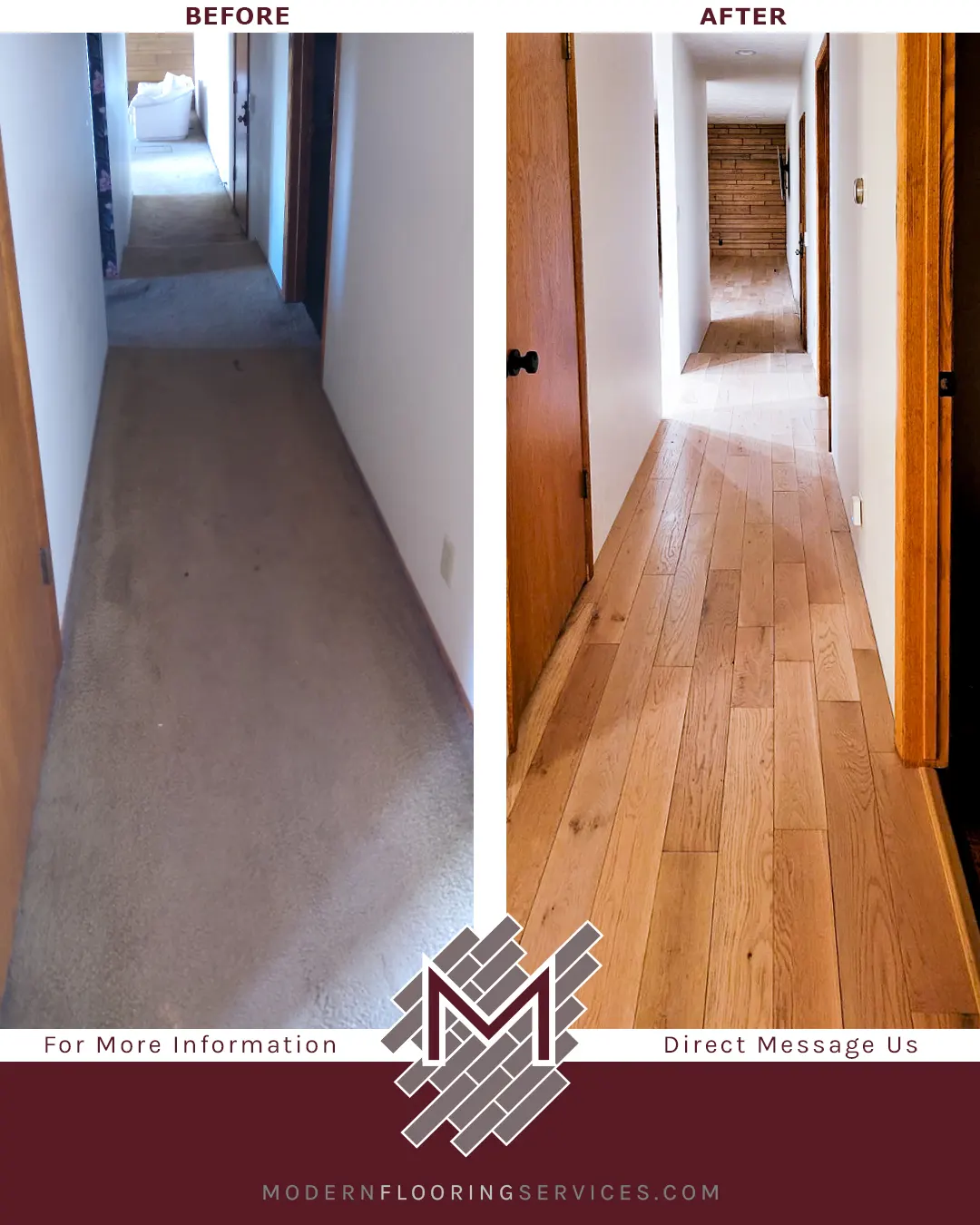 Before and After. Hardwood Flooring Installation.