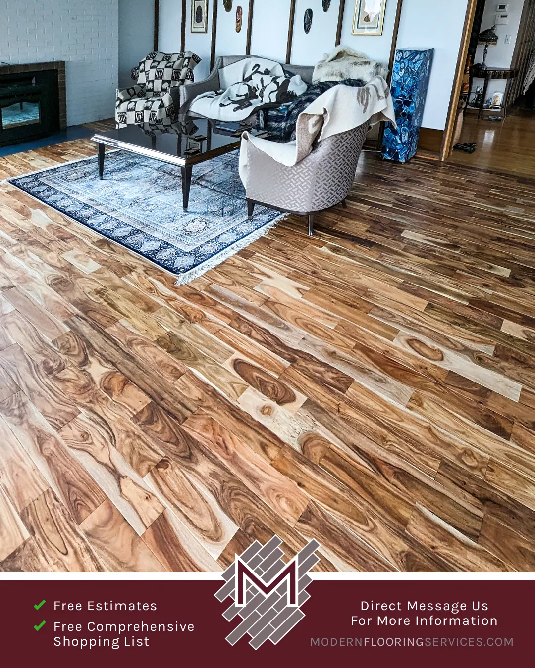 Before and After. Hardwood Flooring Installation By Modern Flooring Services.