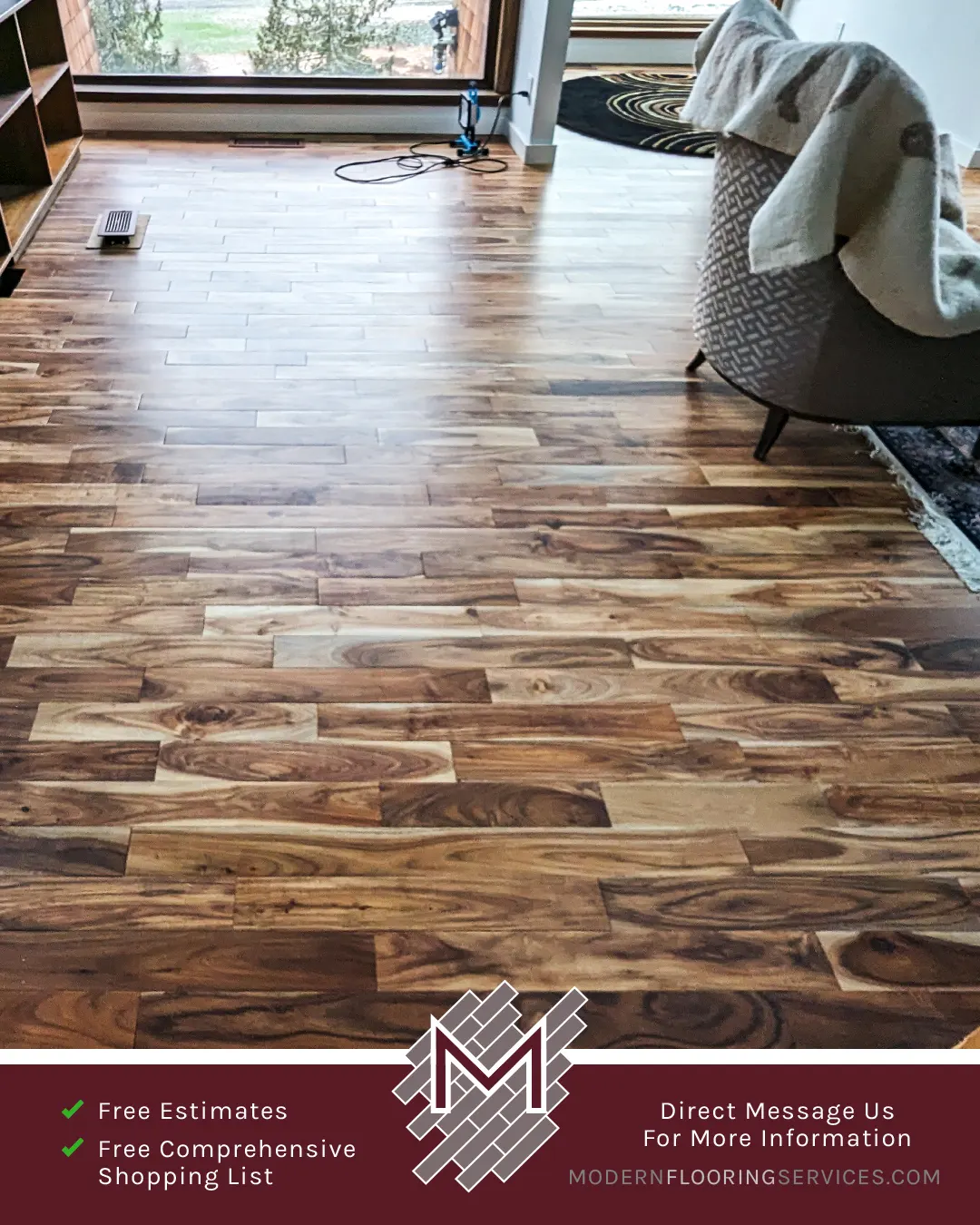 Hardwood Flooring Installation By Modern Flooring Services.