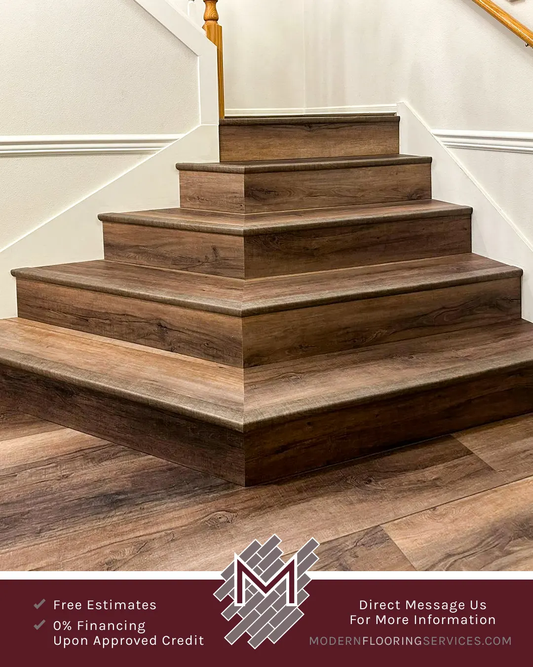 Modern Click Vinyl Plank Stairs Stairs Flooring Installation.
