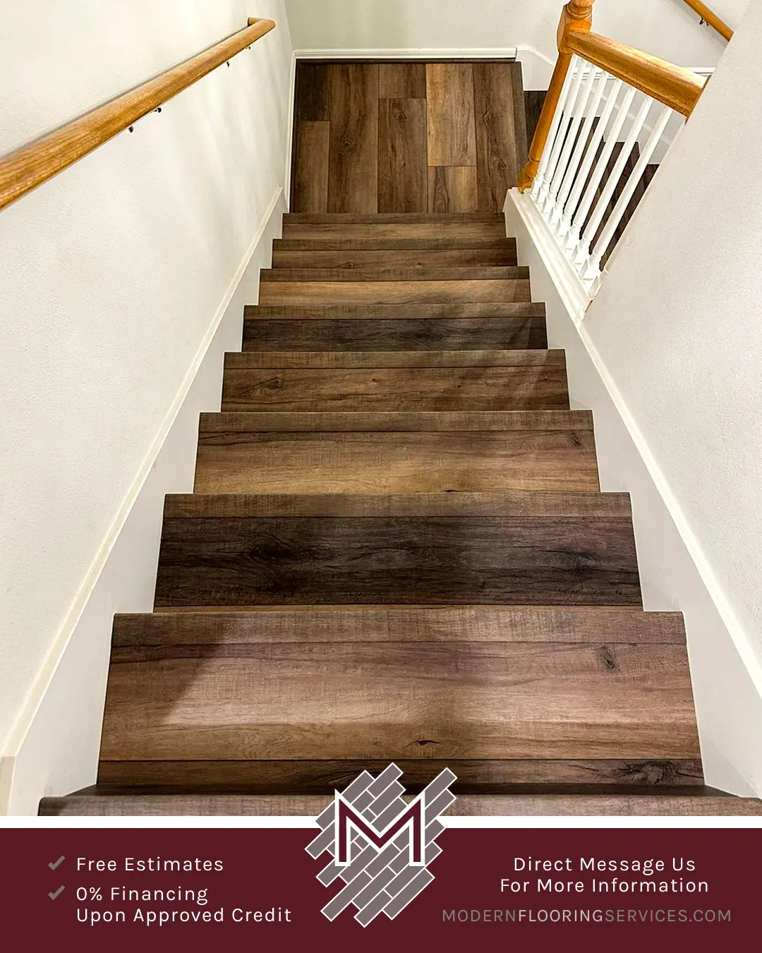 Modern Click Vinyl Plank Stairs Flooring Installation.