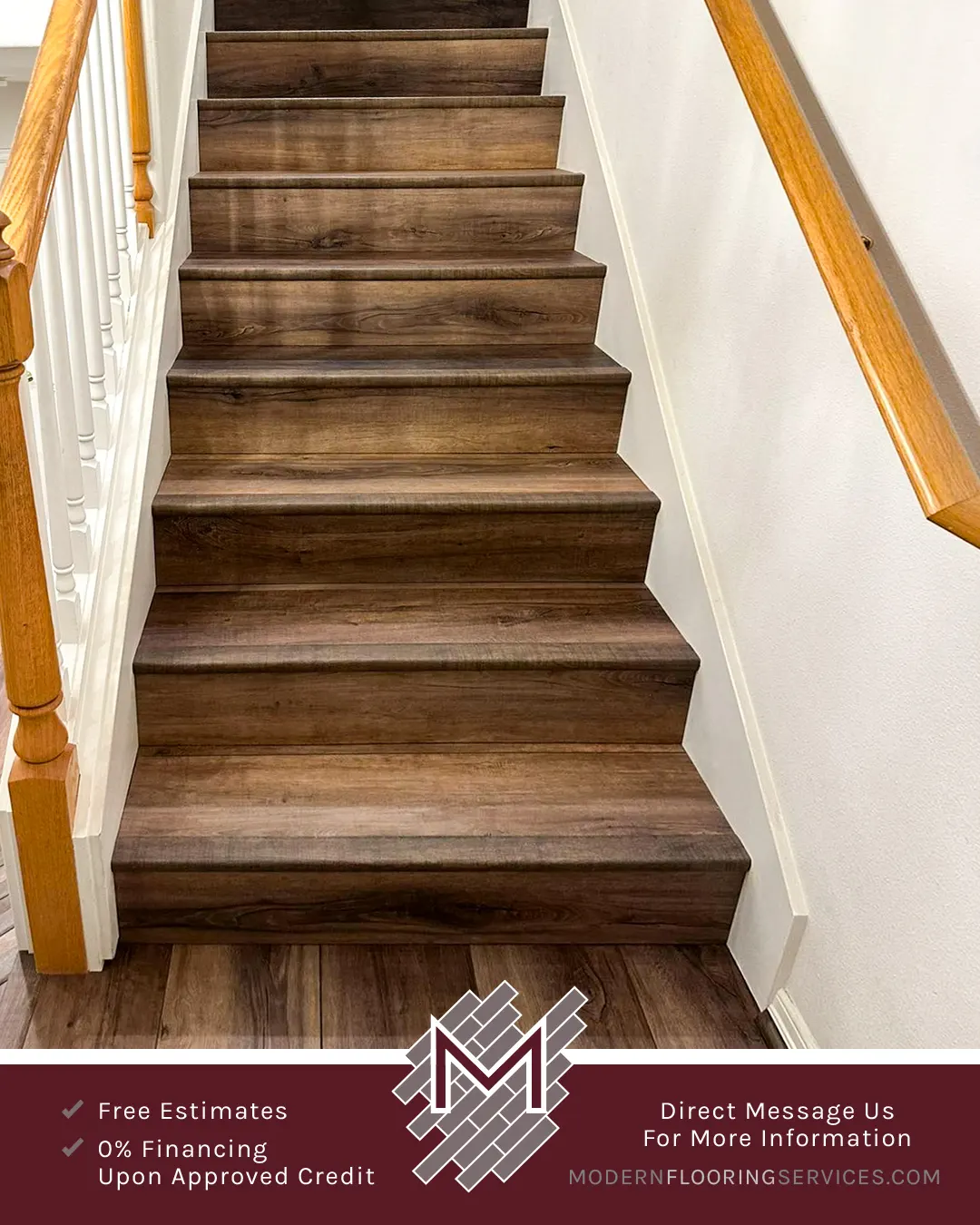 Modern Click Vinyl Plank Stairs Flooring Installation.