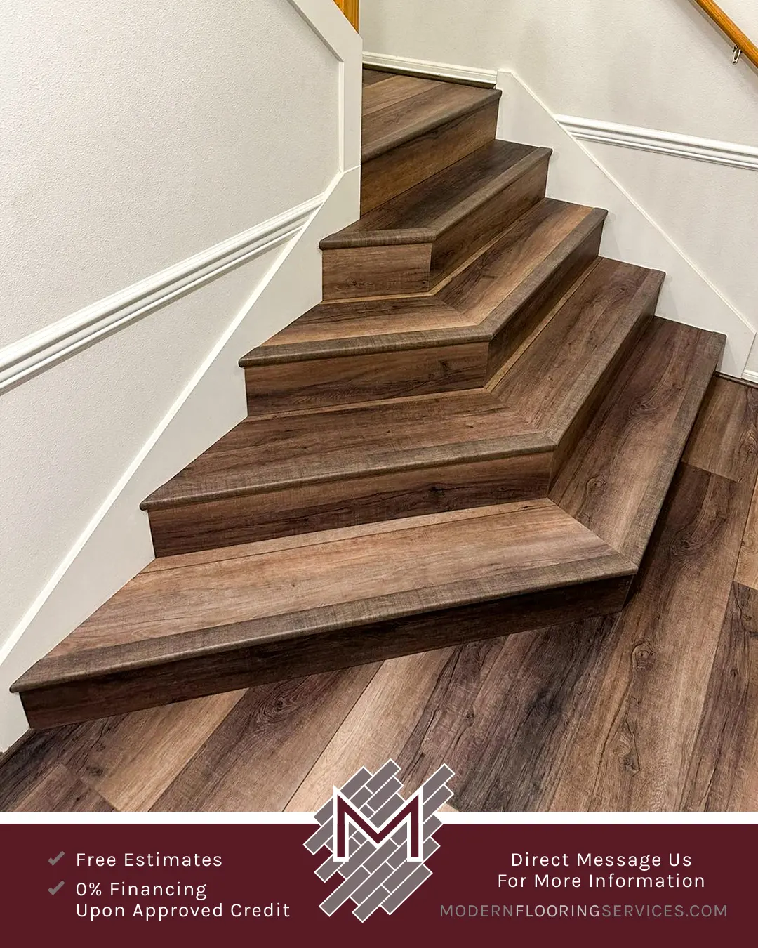 Modern Click Vinyl Plank Stairs Flooring Installation.