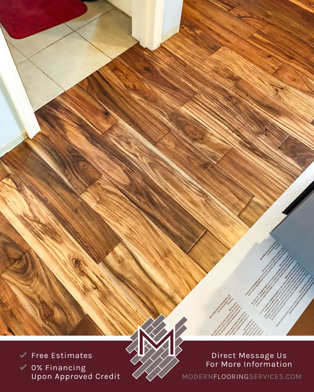 Acacia Solid Hardwood Flooring Installation.