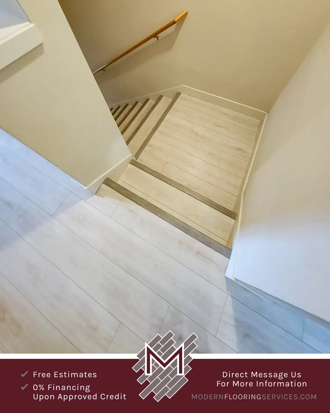 Laminate Flooring Installation On Stairs And Floor.