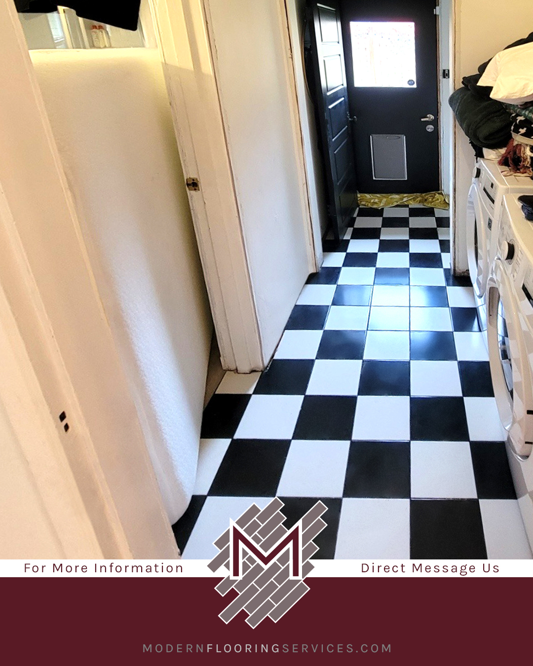 Checkered Tile Flooring Installation.