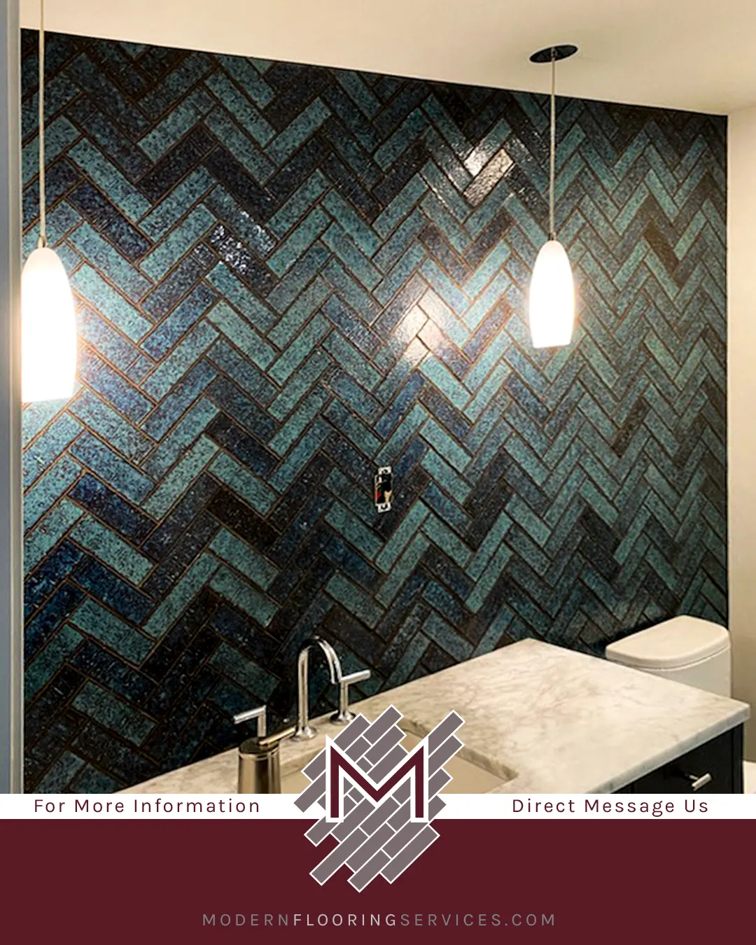 Herringbone Accent Wall Tile Installation
