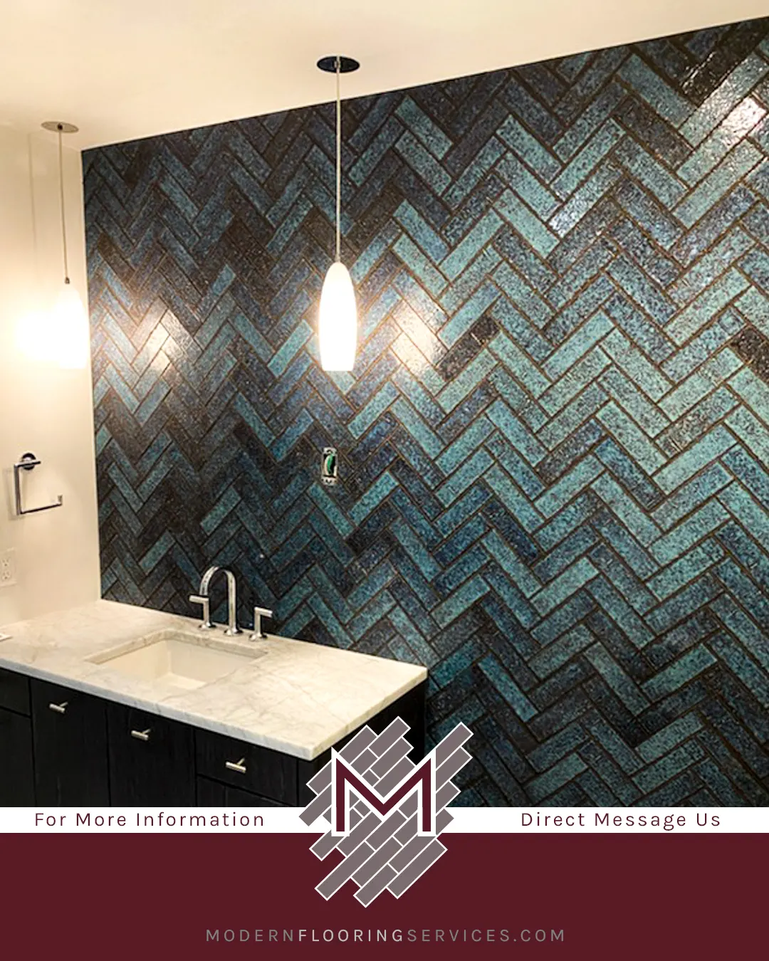 Herringbone Accent Wall Tile Installation