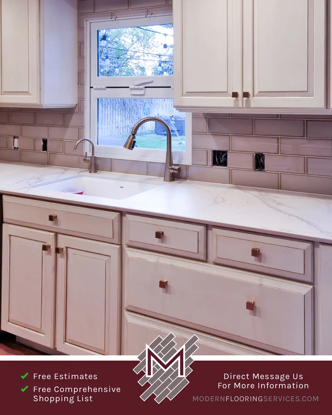Exquisite Kitchen Makeover, Backsplash Tile Installation By Modern Flooring Services.