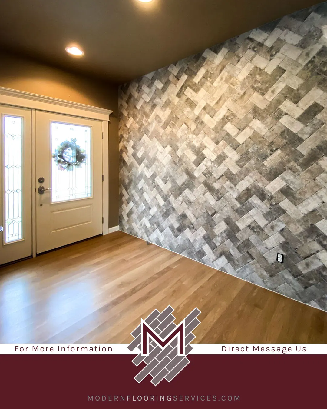 Herringbone Accent Wall Tile Installation