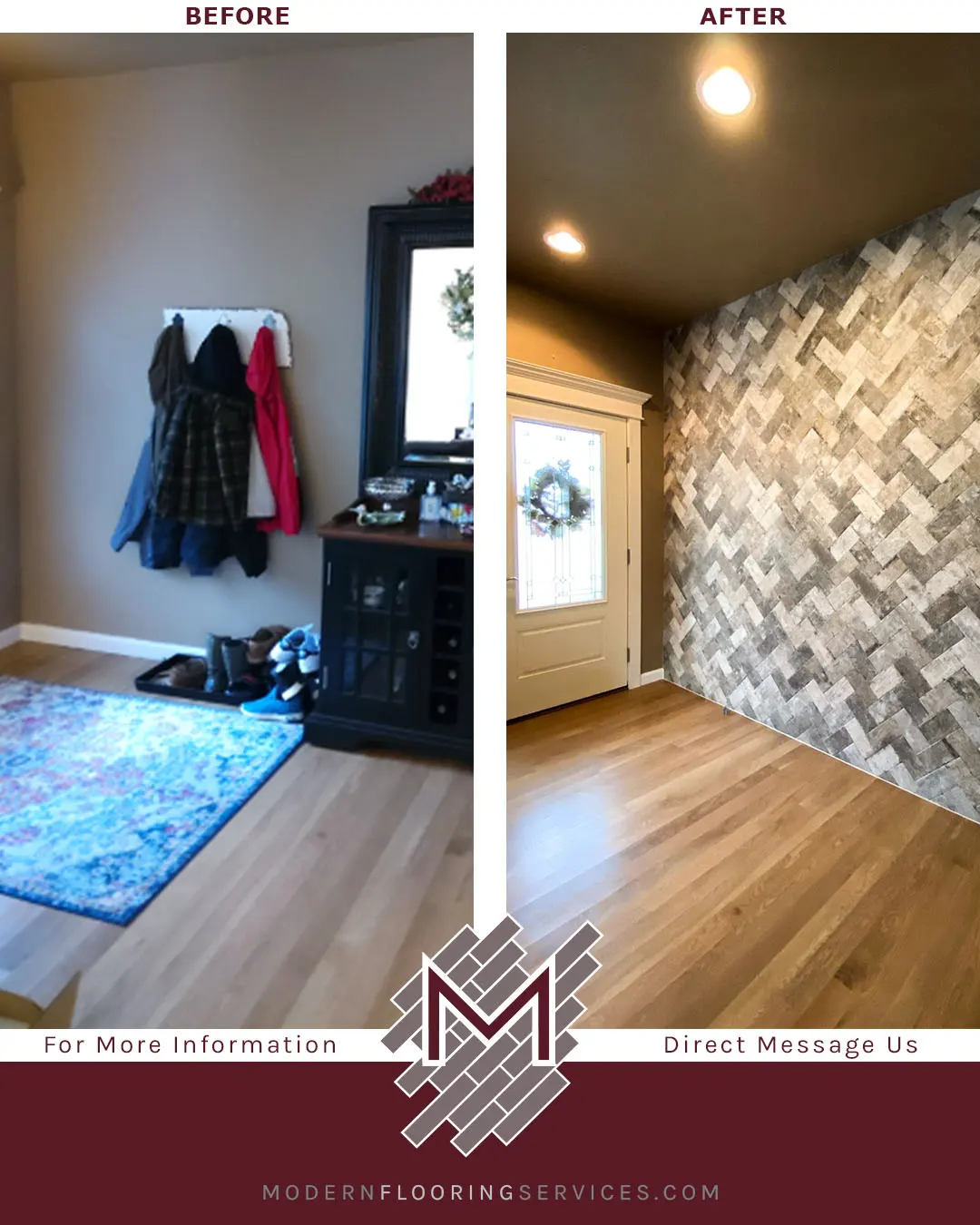 Herringbone Accent Wall Tile Installation