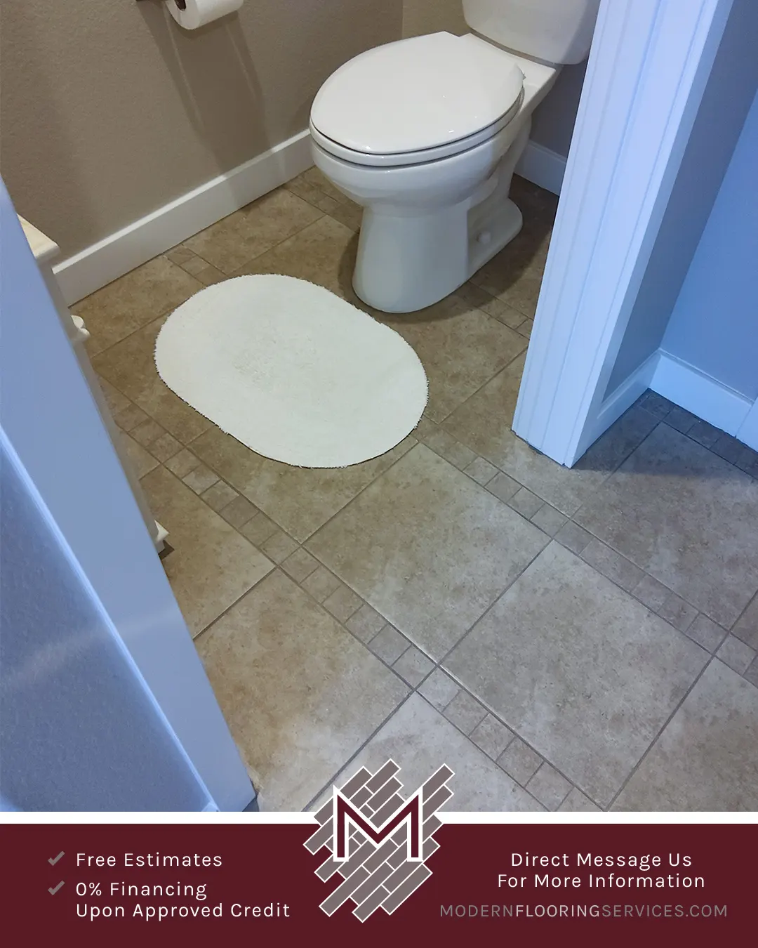 Old Carpet Removal and New Tile Flooring Installation By Modern Flooring Services.
