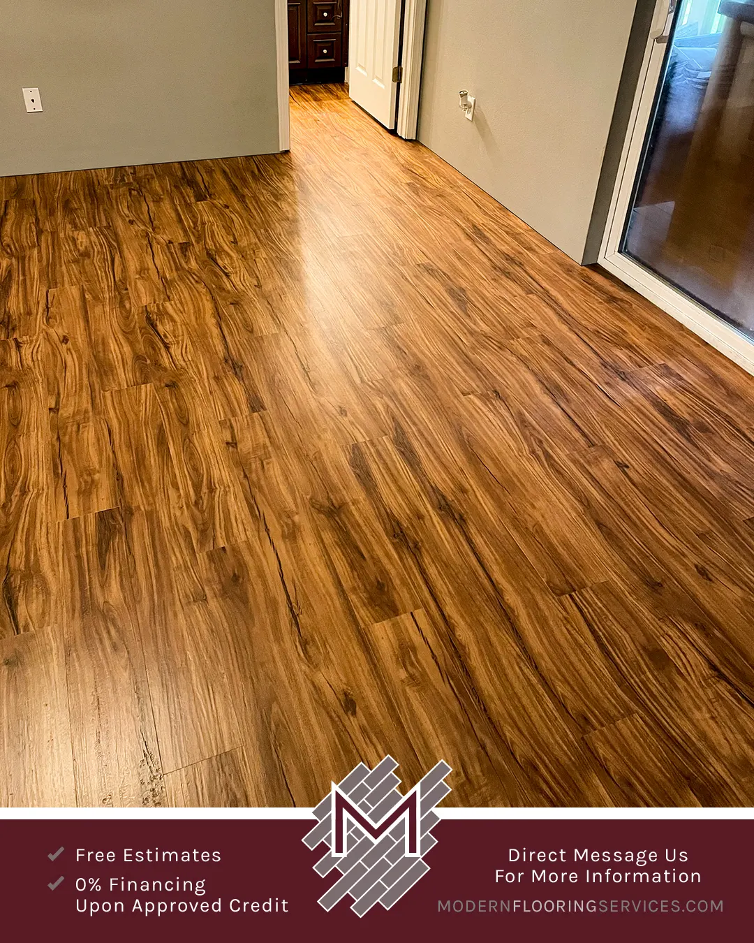 Tranquility Ultra Golden Teak Waterproof Luxury Vinyl Plank Flooring Installation.