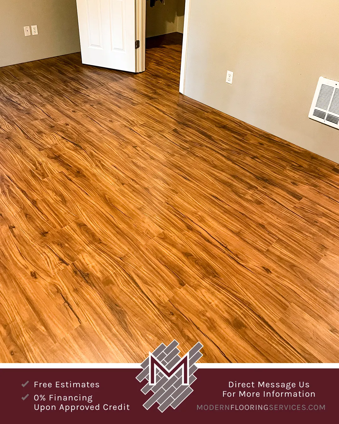 Tranquility Ultra Golden Teak Waterproof Luxury Vinyl Plank Flooring Installation.