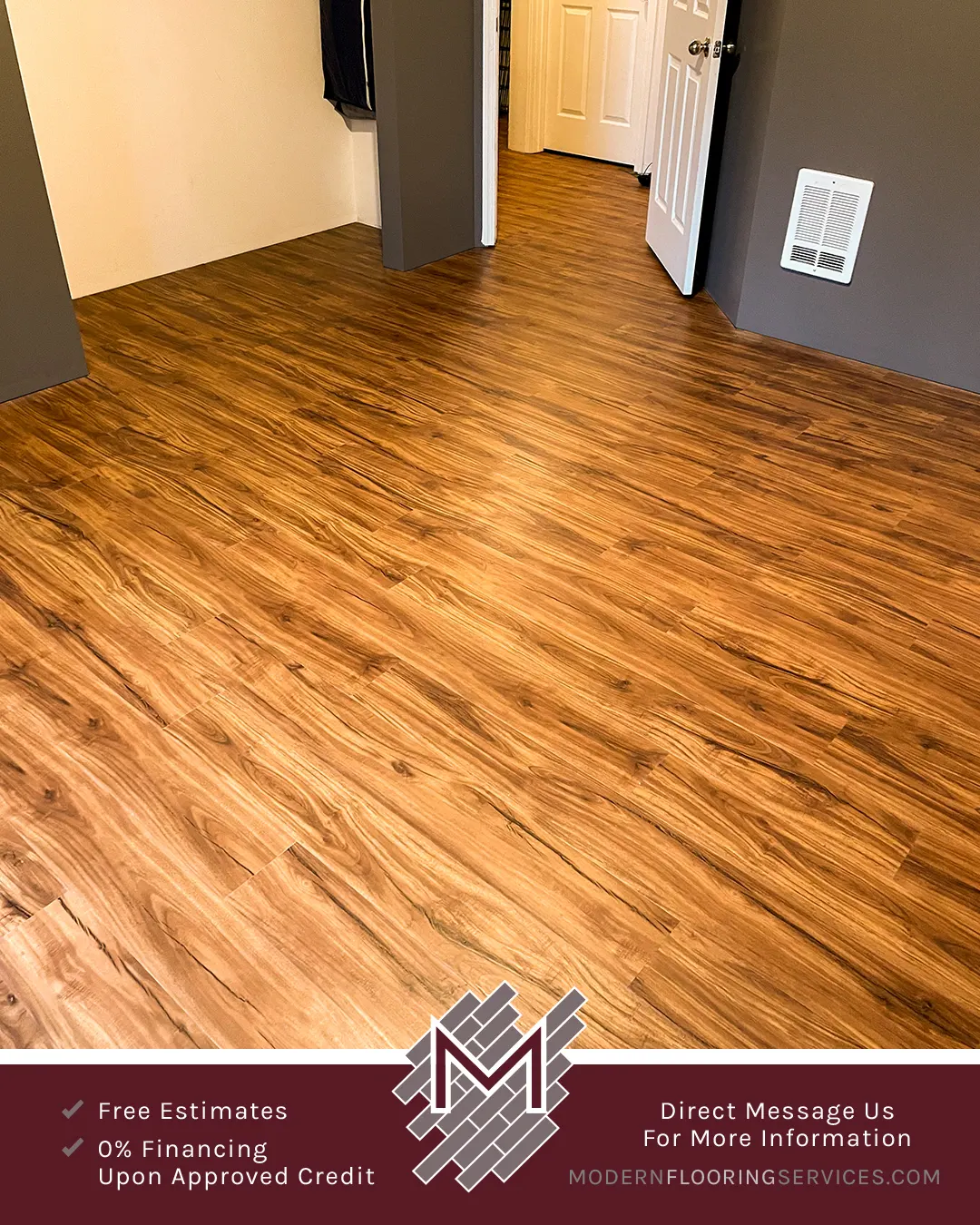 Tranquility Ultra Golden Teak Waterproof Luxury Vinyl Plank Flooring Installation.