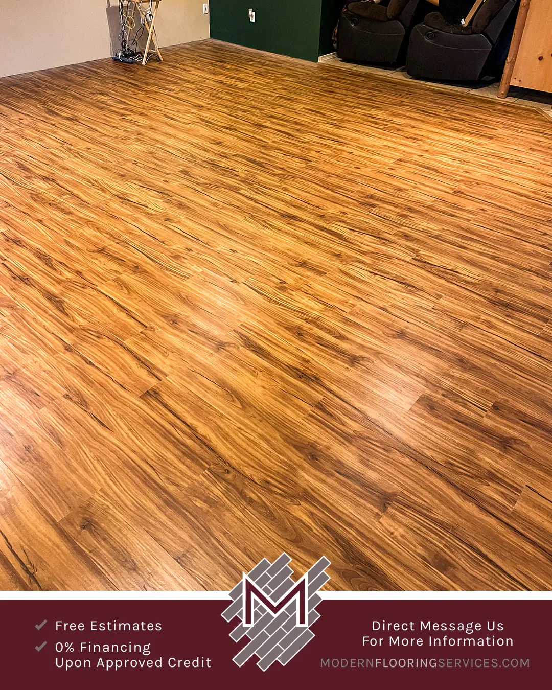 Tranquility Ultra Golden Teak Waterproof Luxury Vinyl Plank Flooring Installation.