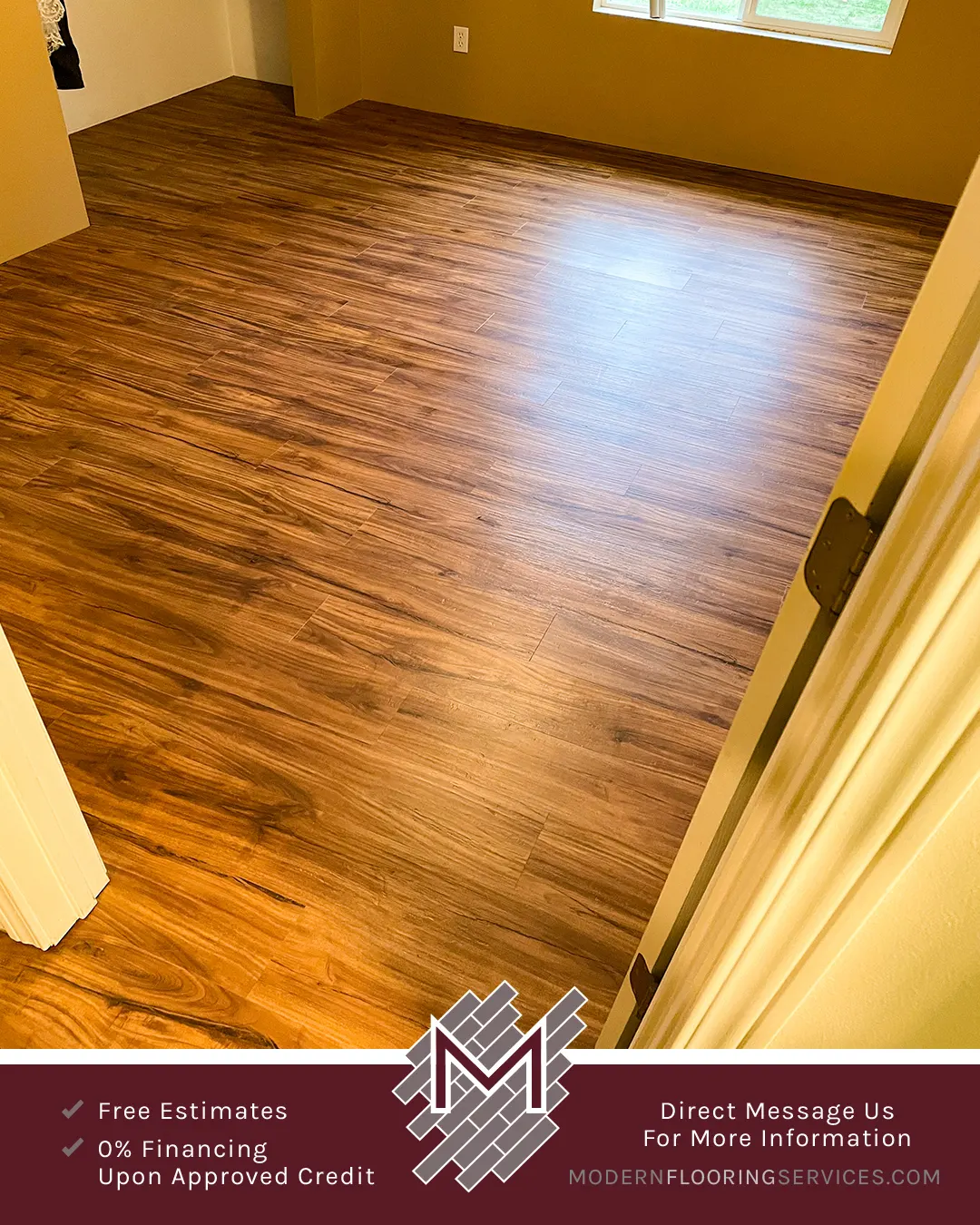 Tranquility Ultra Golden Teak Waterproof Luxury Vinyl Plank Flooring Installation.