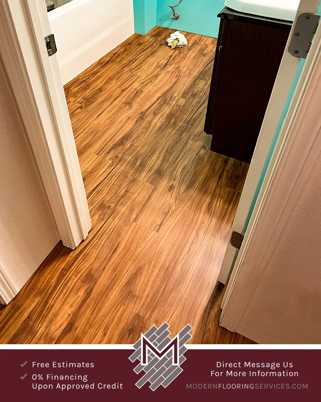 Tranquility Ultra Golden Teak Waterproof Luxury Vinyl Plank Flooring Installation.