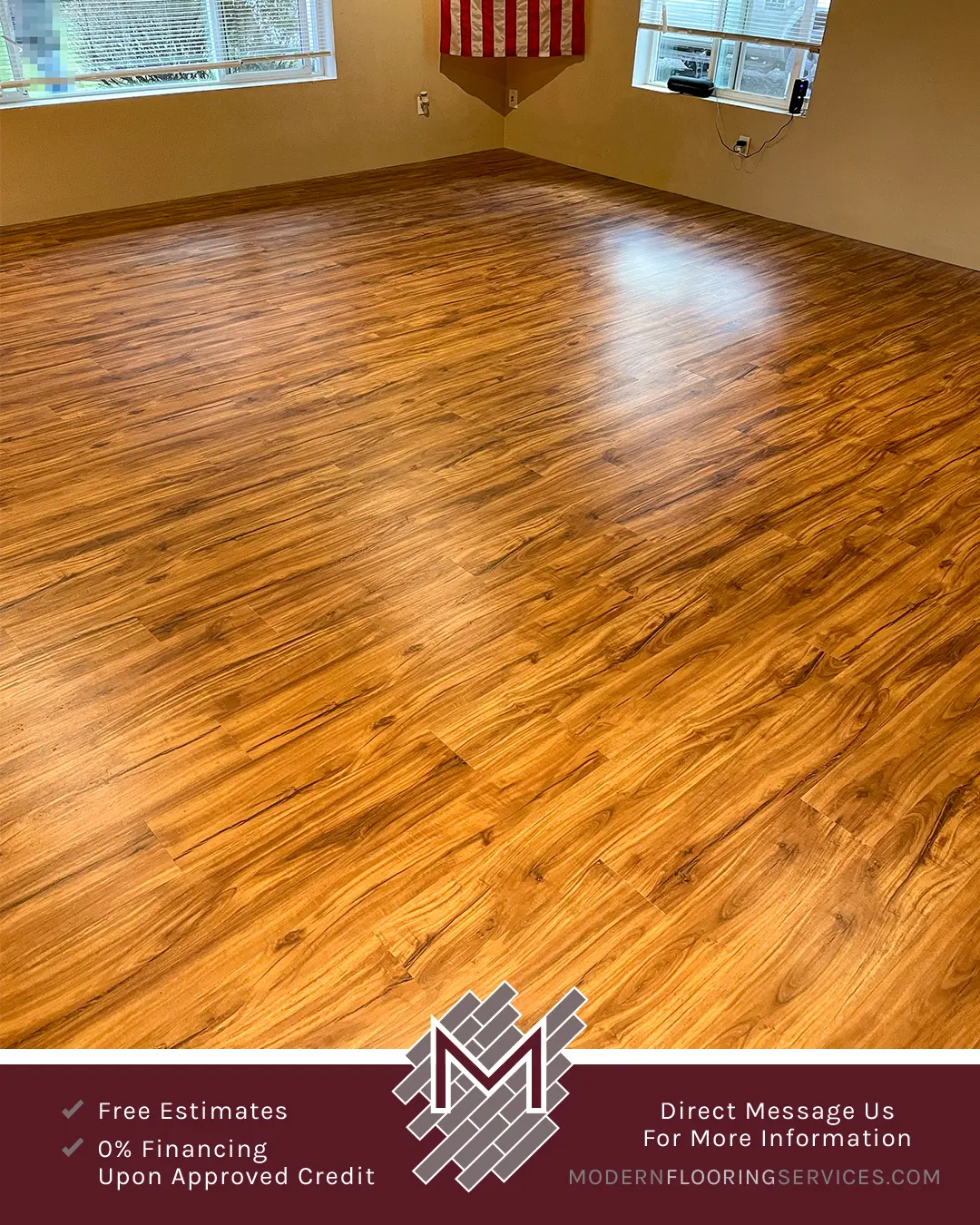 Tranquility Ultra Golden Teak Waterproof Luxury Vinyl Plank Flooring Installation.