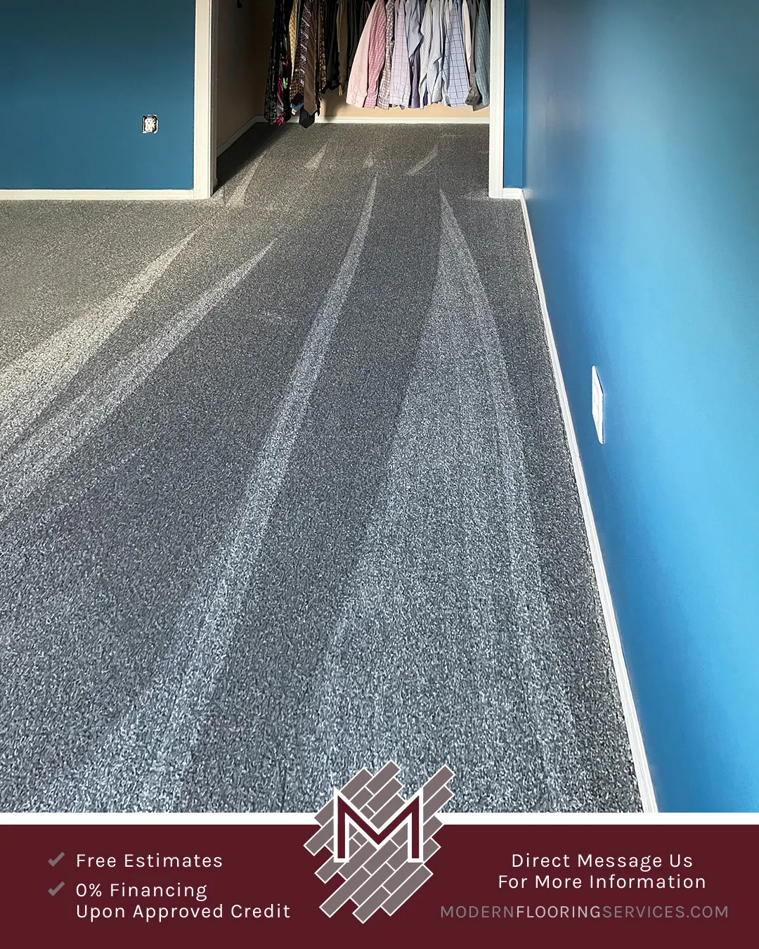 New Carpet Installation by Modern Flooring Services.