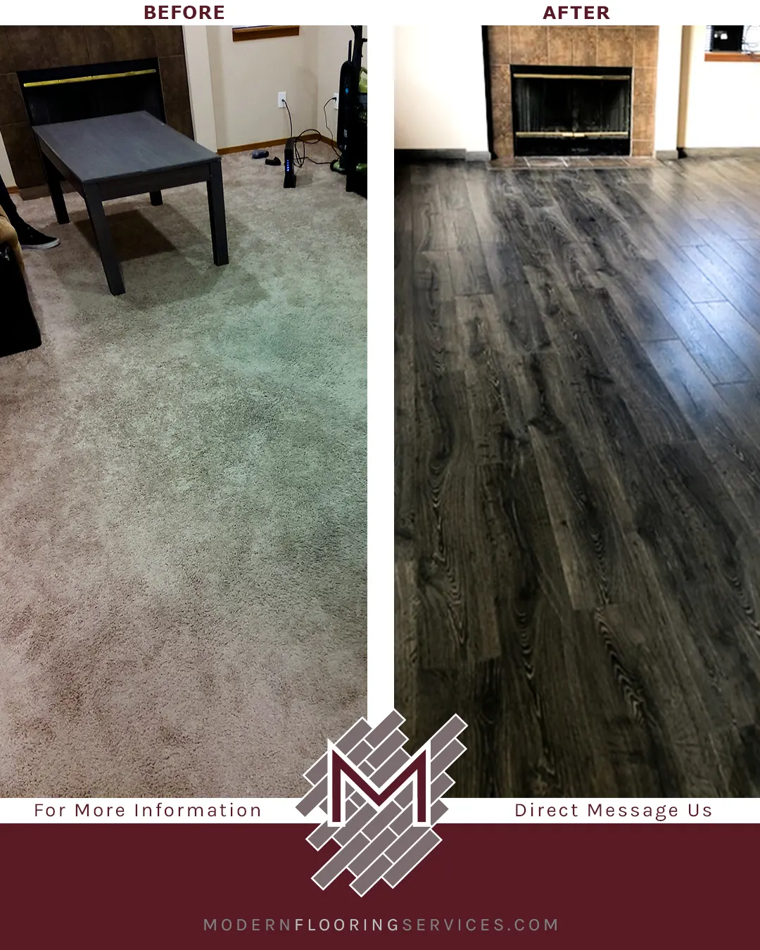 Before and After. Pergo Outlast+ Thornbury Oak Laminate Plank Waterproof Flooring