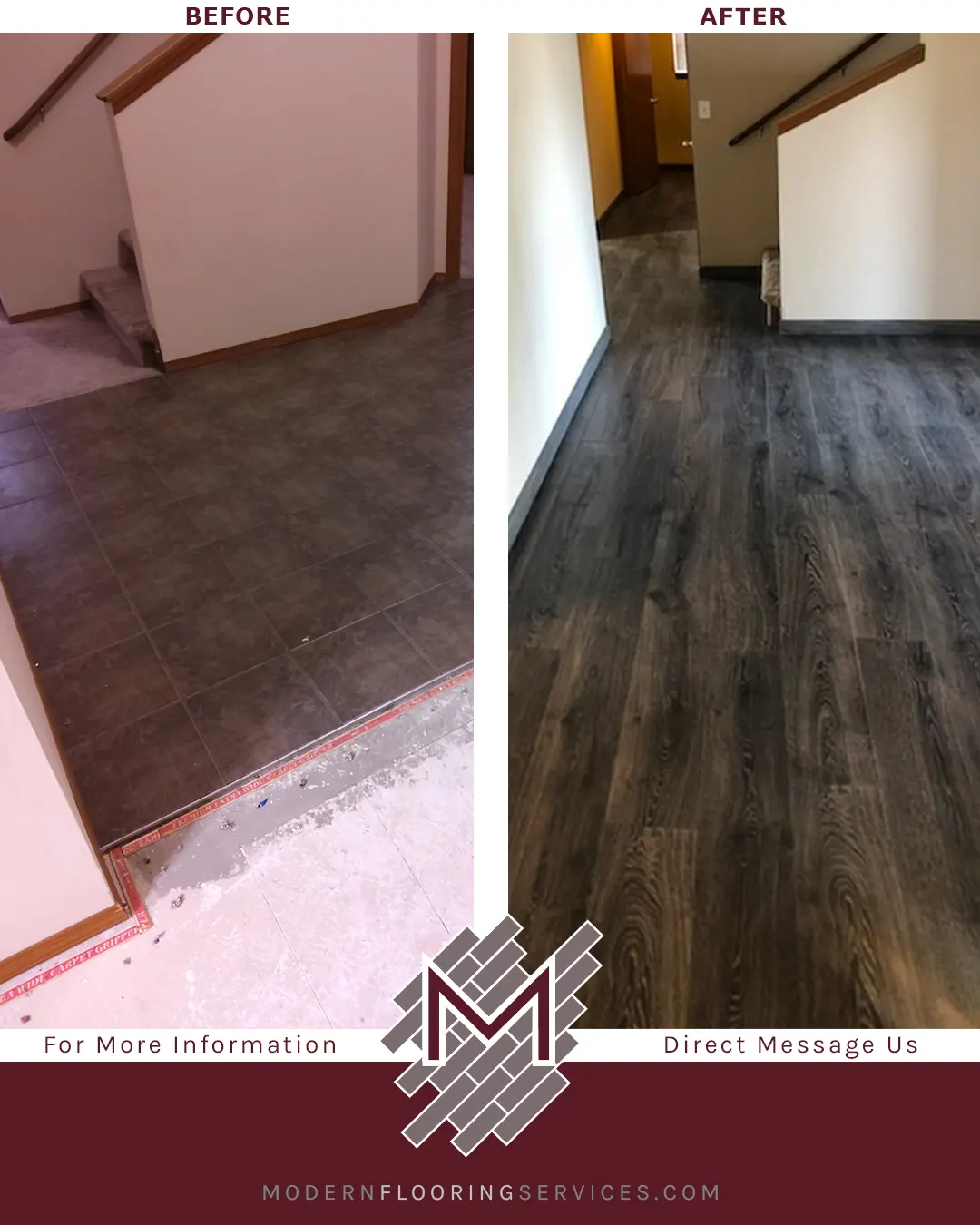Before and After. Pergo Outlast+ Thornbury Oak Laminate Plank Waterproof Flooring