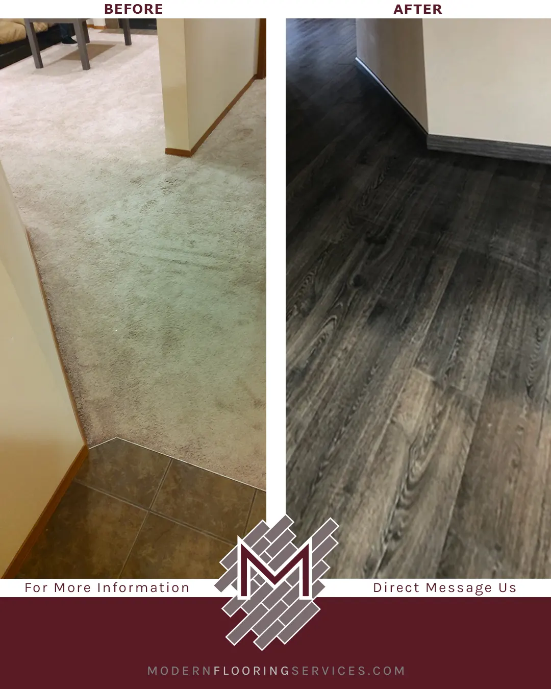 Before and After. Pergo Outlast+ Thornbury Oak Laminate Plank Waterproof Flooring