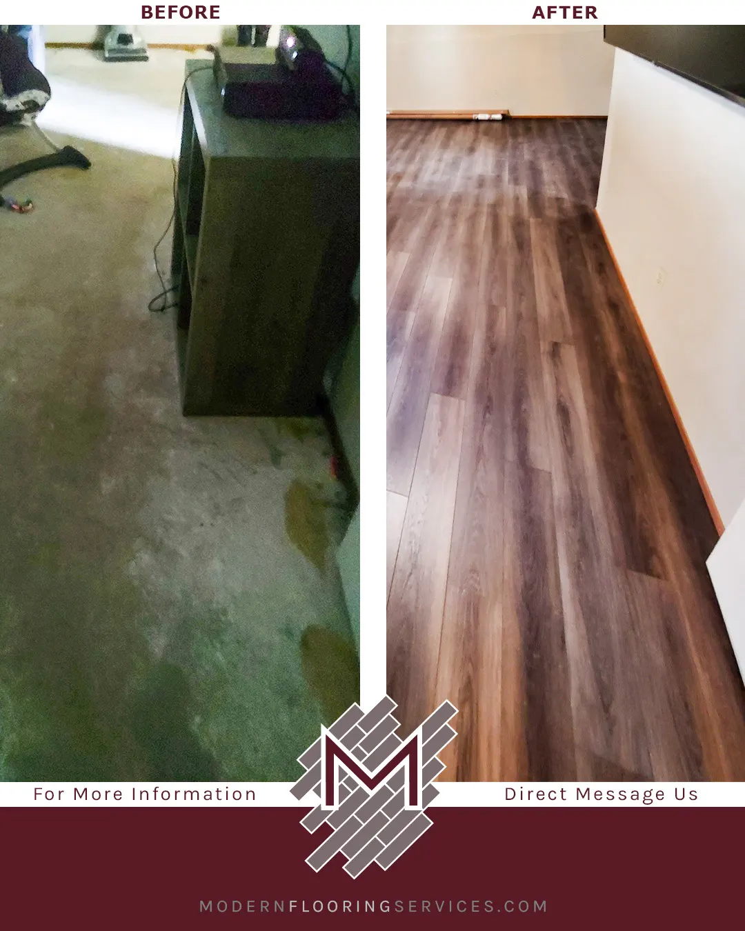 Before and After. Provence Oak Rigid Vinyl Plank Flooring Installation
