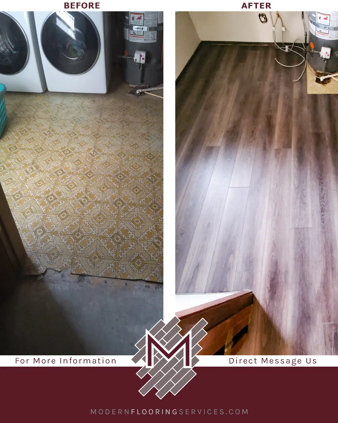 Before and After. Provence Oak Rigid Vinyl Plank Flooring Installation
