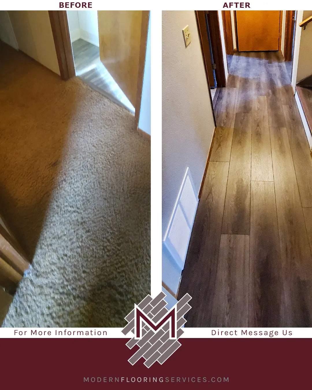 Before and After. Provence Oak Rigid Vinyl Plank Flooring Installation
