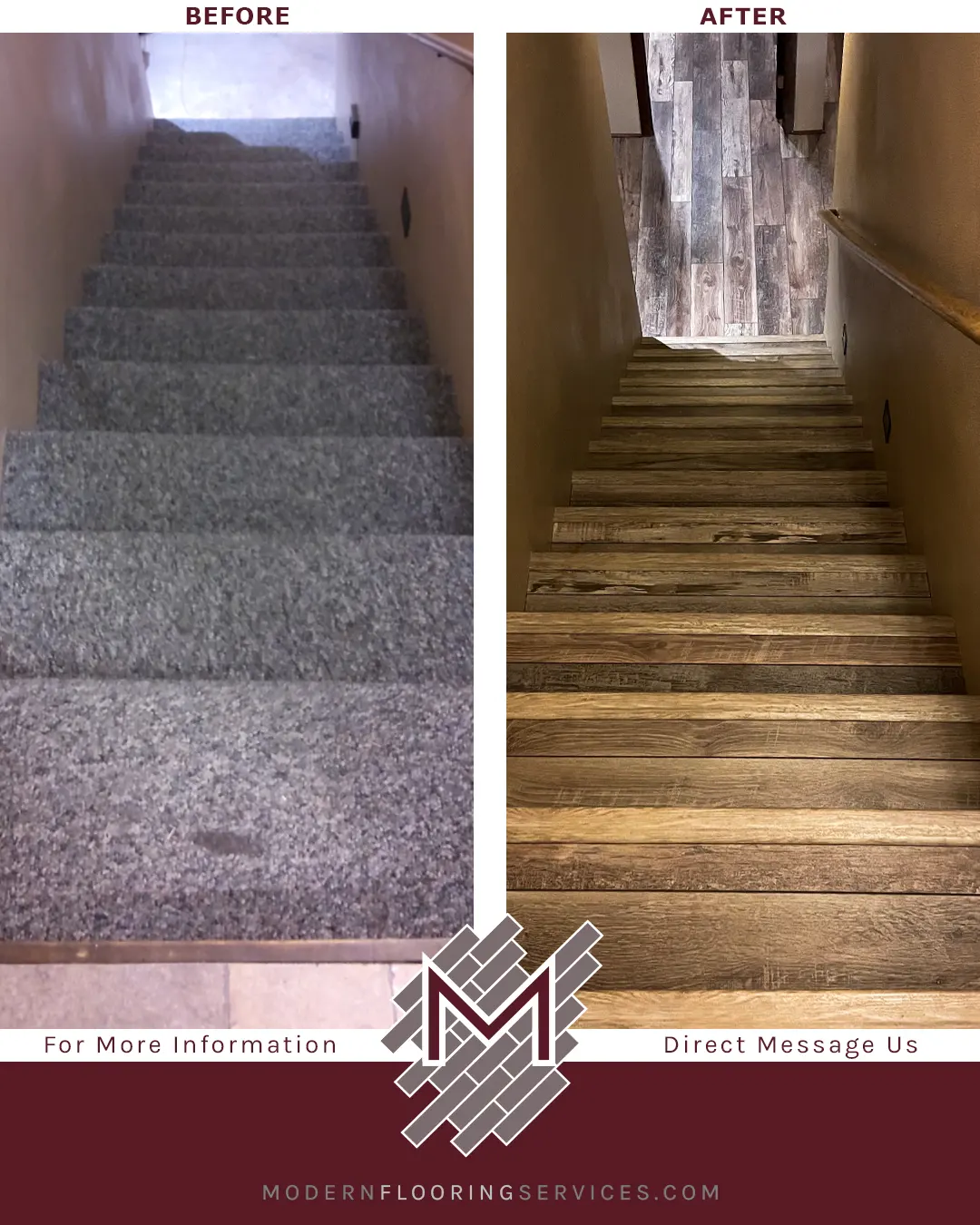 Before and After. Vinyl Plank Click Flooring Installation.