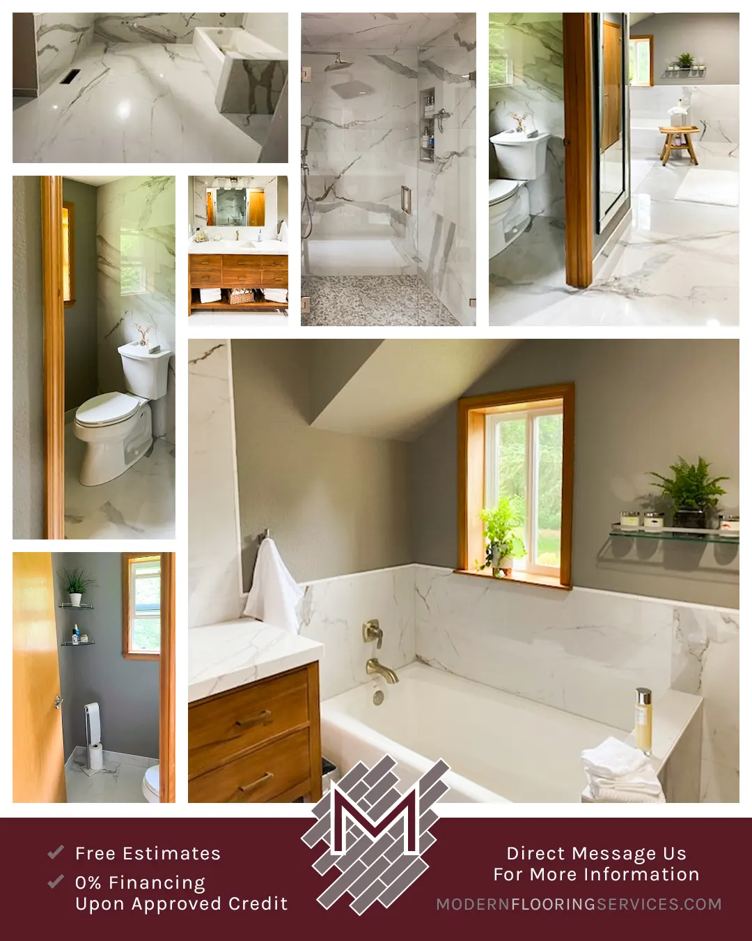 Rossalini Polished Porcelain Tile Wall and Flooring Installation By Modern Flooring Services.