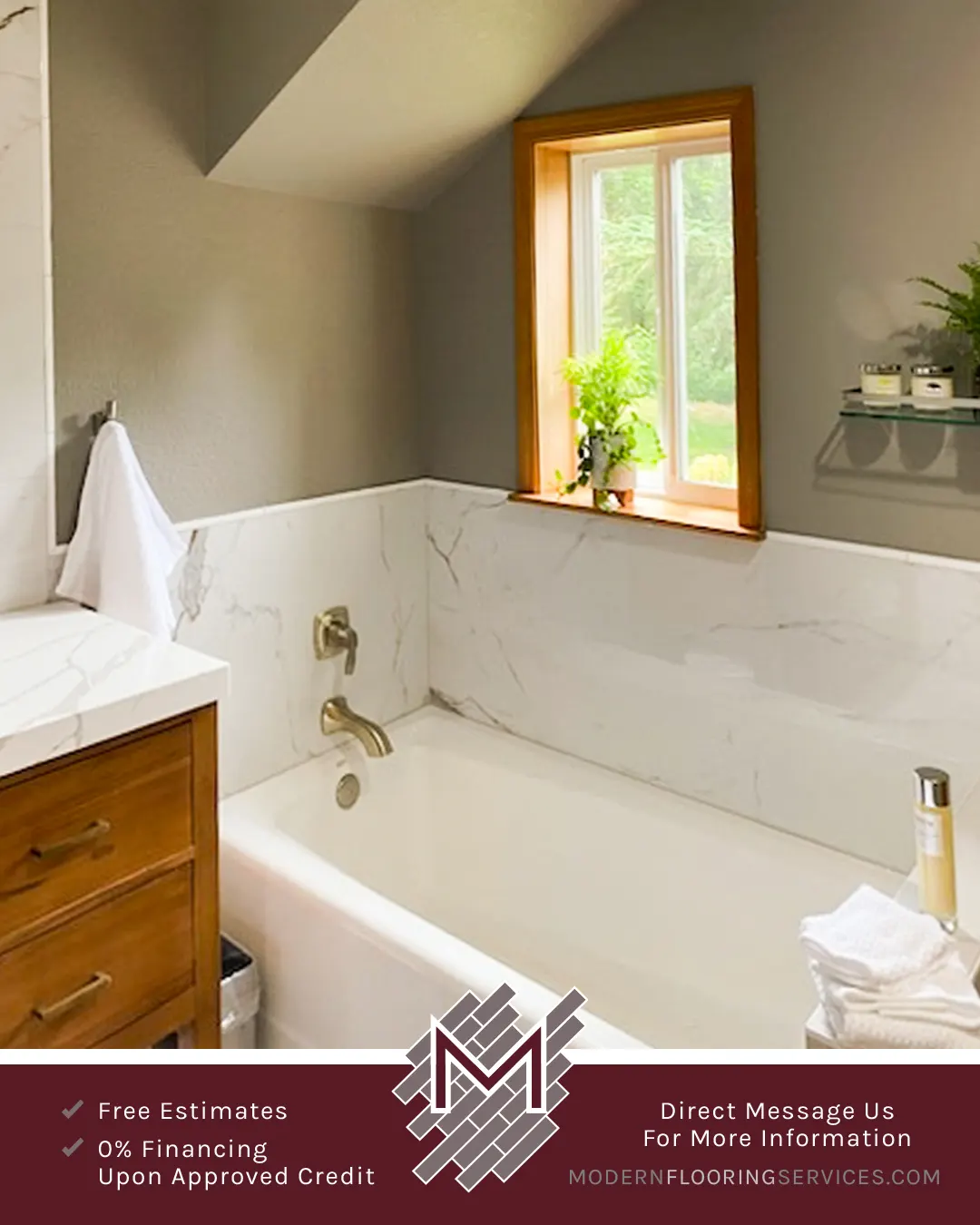 Rossalini Polished Porcelain Tile Wall and Flooring Installation By Modern Flooring Services.