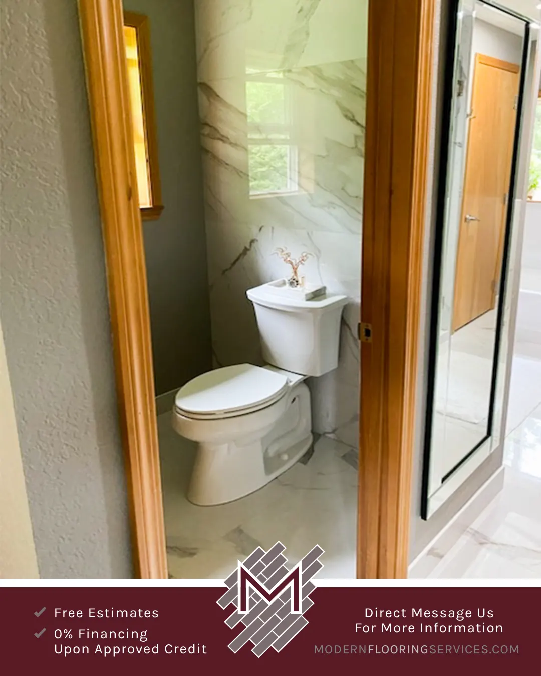 Rossalini Polished Porcelain Tile Wall and Flooring Installation By Modern Flooring Services.