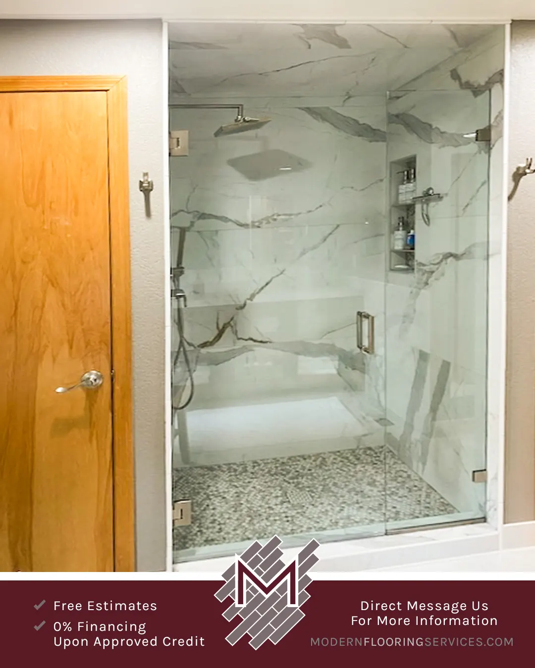 Rossalini Polished Porcelain Tile Wall and Flooring Installation By Modern Flooring Services.