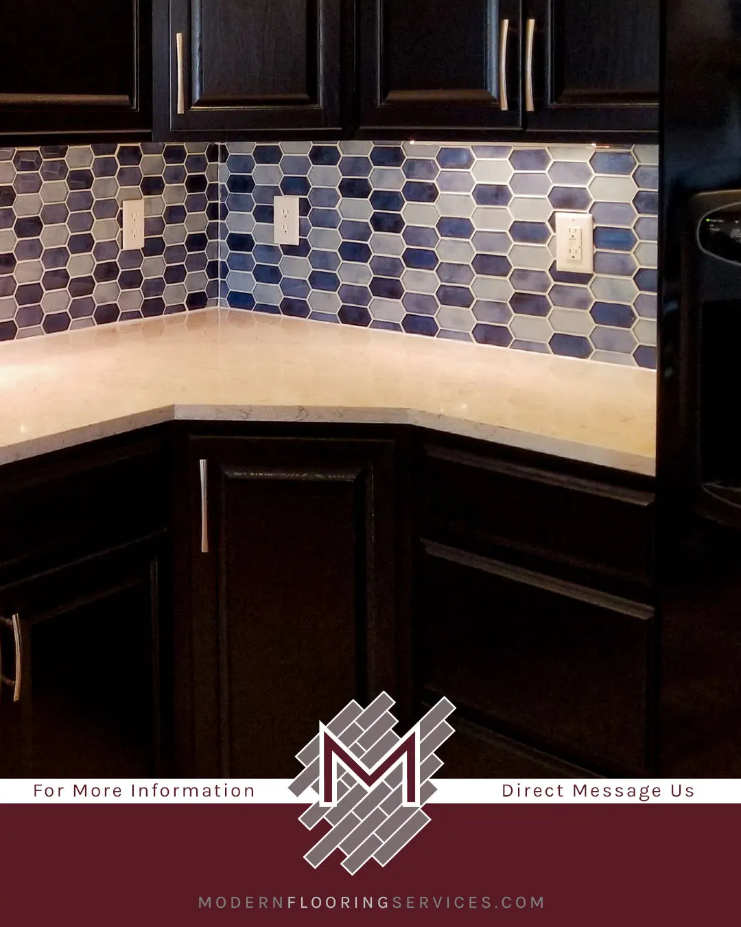 Boathouse Blue Picket Glossy Glass Mesh-Mounted Mosaic Wall Tile Backsplash Installation