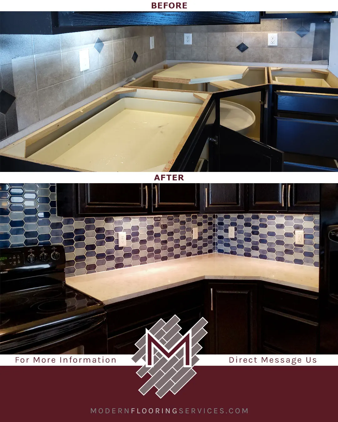 Boathouse Blue Picket Glossy Glass Mesh-Mounted Mosaic Wall Tile Backsplash Installation