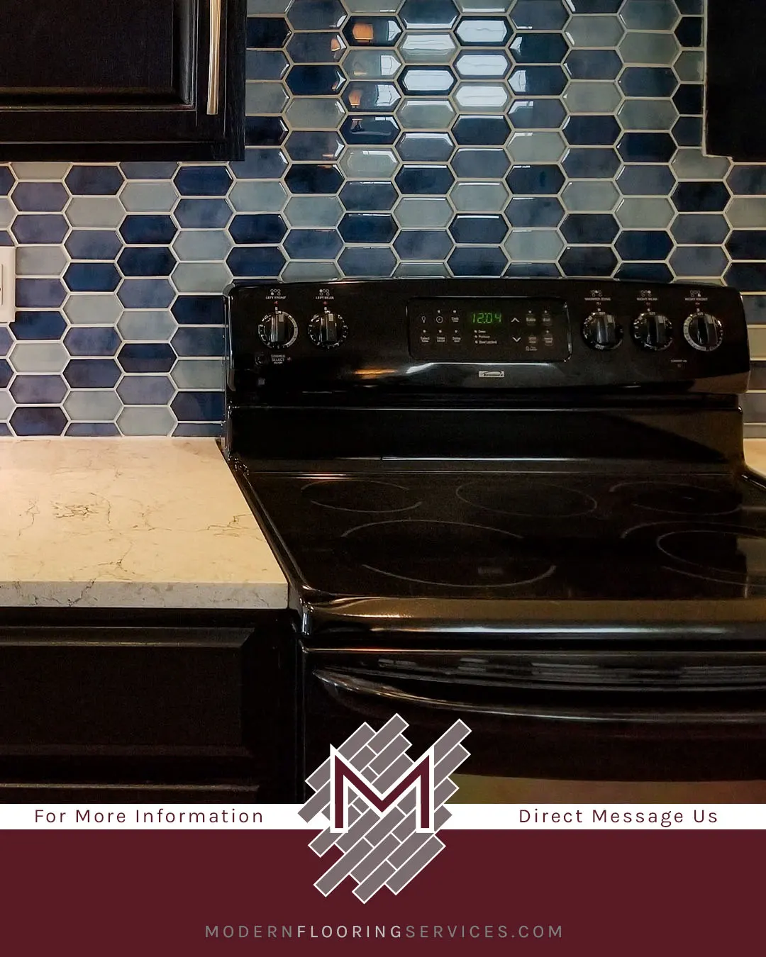 Boathouse Blue Picket Glossy Glass Mesh-Mounted Mosaic Wall Tile Backsplash Installation