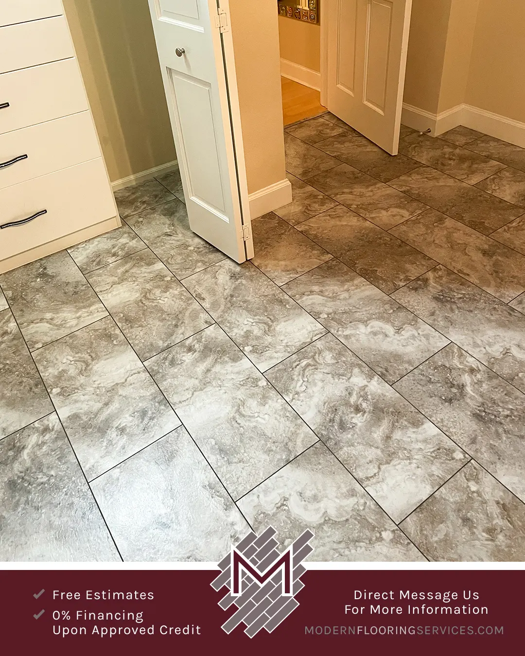 Engineered Vinyl Plank Flooring Installation By Modern Flooring Services.