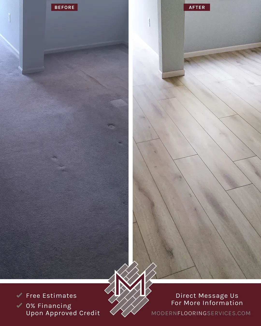 Vinyl Plank Click Flooring Installation By Modern Flooring Services.
