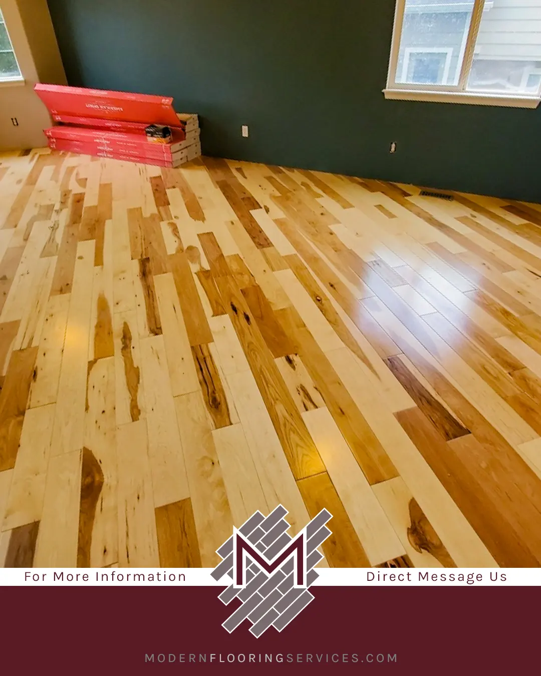 American Hickory Hardwood Flooring Installation.
