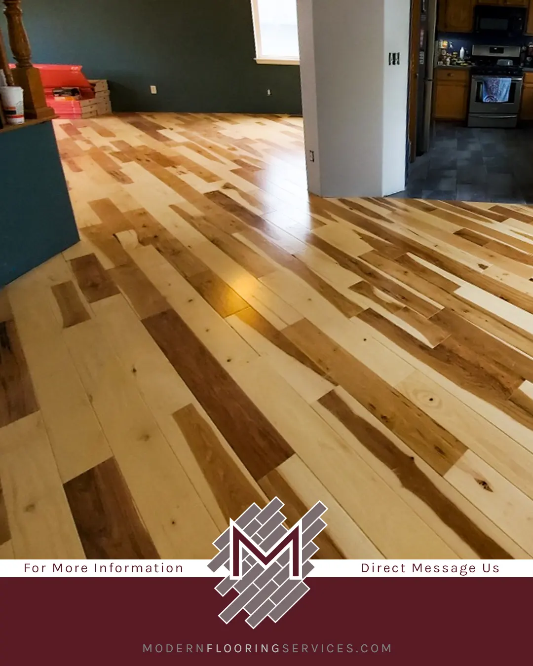 American Hickory Hardwood Flooring Installation.