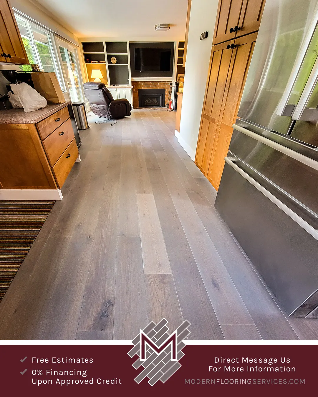White Oak Engineered Hardwood Flooring Installation By Modern Flooring Services.