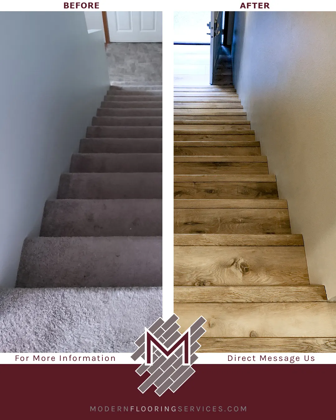 Before and After. Nucore Vinyl Plank Click Flooring Installation